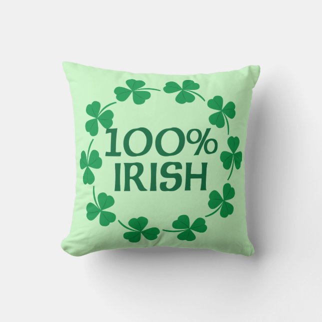 100% Ierse Shamrocks Kussen (Voorkant)