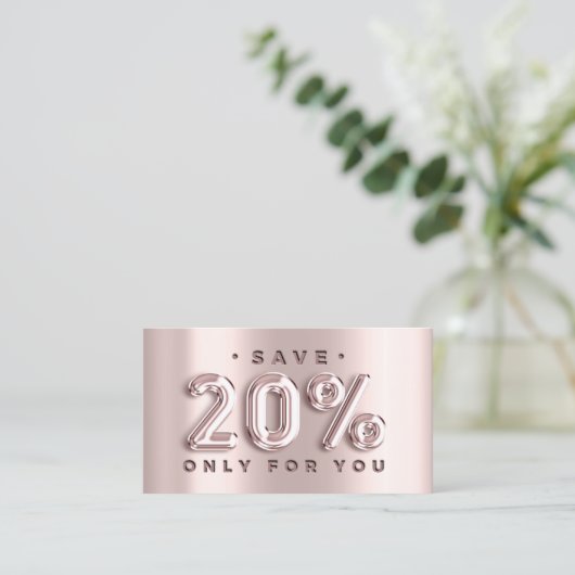 100 INSERT QRCODE 20%OFF Custom Logo Roos Blush Visitekaartje (Staand voorkant)