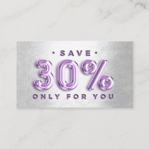 100 INSERT QRCODE 30%OFF Logo PurpleSilver Balloon Visitekaartje