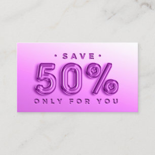 100 INVOEGSEL QR-CODE 50%OFF DISCOUNT LOGO PINKY VISITEKAARTJE