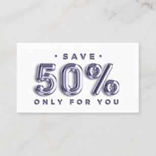 100 INVOEGSEL QR CODE 50%OFF DISCOUNT LOGO WHITE VISITEKAARTJE