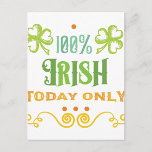 100% Irish Today Word Art Briefkaart