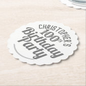 100 jaar. 100ste verjaardagsfeestje kartonnen onderzetters (Gekanteld)