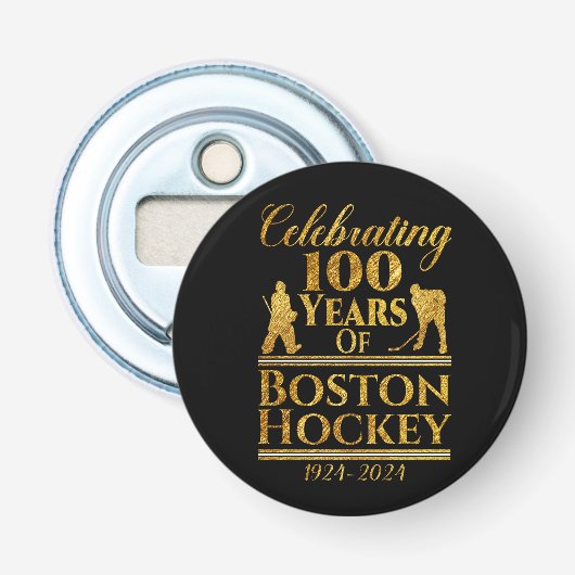 100 jaar Boston Hockey Button Flesopener (Voorkant)