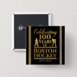 100 jaar Boston Hockey Vierkante Button 5,1 Cm