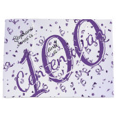 100 jaar Centenarische Paarse/witte typografie Groot Cadeauzakje (Voorkant)