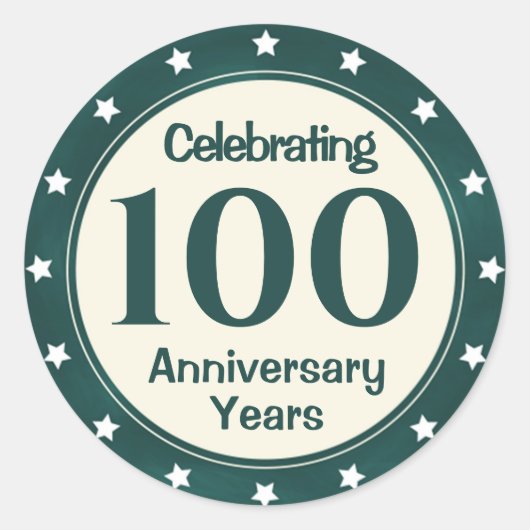 100 jaar Jubileum Ronde Sticker (Voorkant)