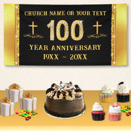 100 Jaar Kerk Jubileum Thema's, Zwart en Goud Spandoek