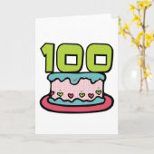 100 jaar oude Birthday Cake Kaart (Gele Bloem)