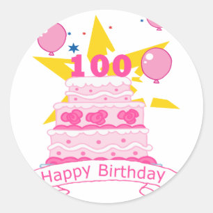 100 jaar oude Birthday Cake Ronde Sticker