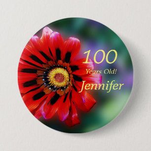 100 jaar oude, Vivid Red Gazania Bloedroem Button