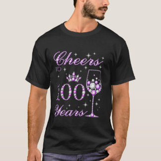 100 jaar oude vrouwen Paarse kroon 100e b T-shirt
