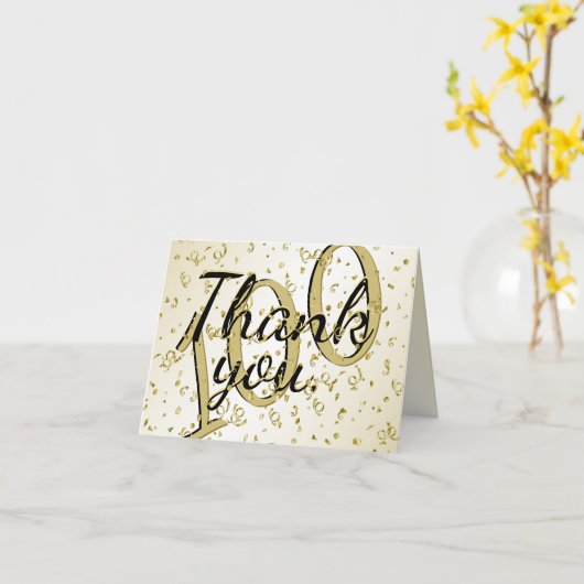 100 jaar Speciale dank voor zwarte/goudtekst Kaart (Gele Bloem)