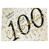 100 JARIG - Zwarte/Gold-tekst Groot Cadeauzakje (Voorkant)
