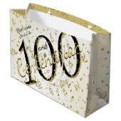100 JARIG - Zwarte/Gold-tekst Groot Cadeauzakje (Achterkant Gekanteld)
