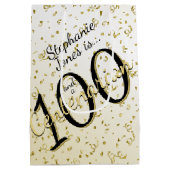 100 JARIG - Zwarte/Gold-tekst Medium Cadeauzakje (Achterkant)