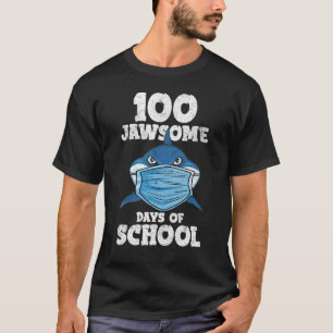 100 Jawsome Days School Shark Masker 100th Day Qua T-shirt