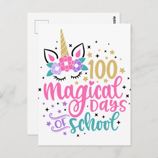 100 jours magiques de l'école Carte postale (Devant / Derrière)