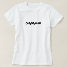 100% katoen Cat Mom T-shirt, Black Cat Graphic T-shirt