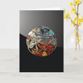 [100] Keltische Heilige Kunst - Drie Honden Kaart (Gele Bloem)