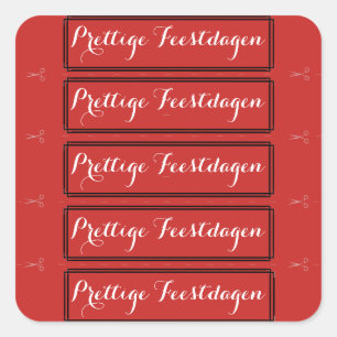100 Kerst tekst stickers "Prettige Feestdagen"