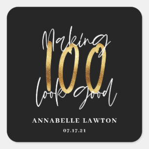 100 lijken een goede gouden verjaardag vierkante sticker