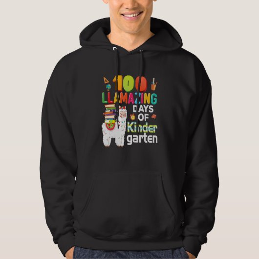 100 Llamazing Days Of Kindergarten 100th Day Llama Hoodie (Voorkant)