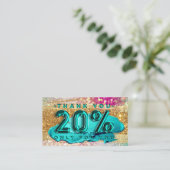 100 Logo QRCODE 20%OFF Code Gold Glitter Holograaf Visitekaartje (Staand voorkant)