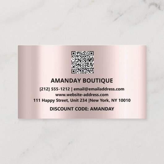 100 Logo QRCODE 50%OFF Code Roos Metaal Roze Visitekaartje (Achterkant)