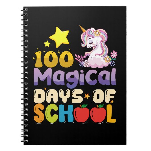 100 Magische Dagen Van School Eenhoorn Leraar Notitieboek (Voorkant)