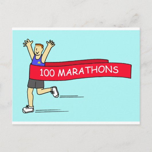 100 Marathon Gefeliciteerd voor hem Briefkaart (Voorkant)