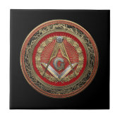 [100] Master Mason - Gold Square & Compass Tegeltje (Voorkant)