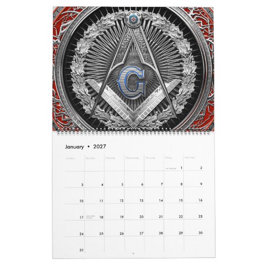 [100] Master Mason - Silver Square & Compass Kalender (Jan 2027)
