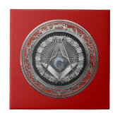 [100] Master Mason - Silver Square & Compass Tegeltje (Voorkant)