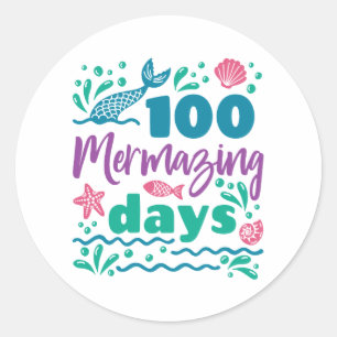 100 Mermazing Days of School Mermaid Ronde Sticker