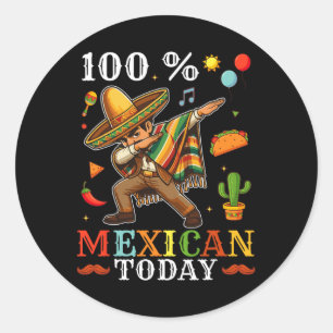 100% Mexicaans Vandaag Kinder Cinco de Mayo Dab Me Ronde Sticker