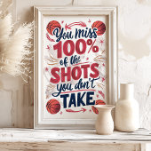 100% Miss : Basketball Motivational Poster