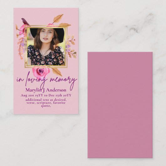 100 Mooie Bloemige Gebed Rouwdienst Herdenkings FO Visitekaartje (Voorkant / Achterkant)