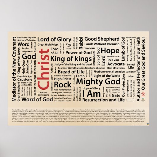 100 namen van Jesus English Spelling Poster (Voorkant)