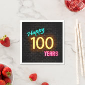 100 neonteken op bakstenen wand gloeien servet (Insitu)