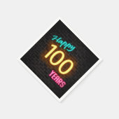 100 neonteken op bakstenen wand gloeien servet (Hoek)