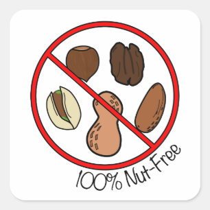 100% Nut Free (boomnoten en pinda's) Vierkante Sticker