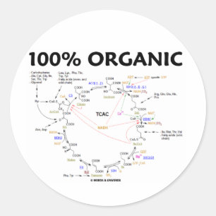 100% organisch (citroenzuurcyclus - Krebs-cyclus) Ronde Sticker