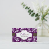 100 Paarse Damask Nail Technicien Visitekaartje (Staand voorkant)