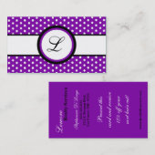 100 Paarse witte pokadot Visitekaartje (Voorkant / Achterkant)