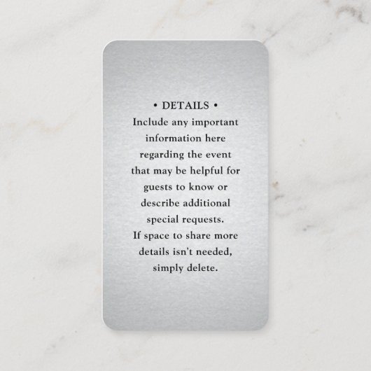 100 Pack QR Code RSVP Faux Silver Foil Behuizing Visitekaartje (Achterkant)