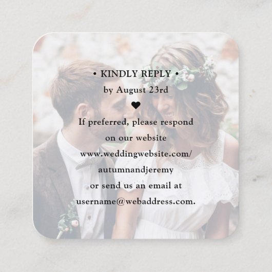 100 Pack QR RSVP Bruiloft Eenvoudige foto Behuizin Vierkante Visitekaartje (Achterkant)