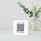 100 pak Eenvoudige QR RSVP & Foto Huwelijksbijlage Vierkante Visitekaartje (Staand voorkant)