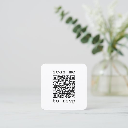 100 pak Eenvoudige QR RSVP & Foto Huwelijksbijlage Vierkante Visitekaartje (Staand voorkant)