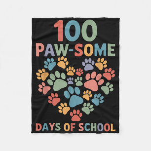 100 Paw-some Days of School Dog 100th Day School Fleece Deken